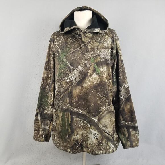 Realtree Camo Hoodie Mens 3XL Fleece Pullover Hunting Zipper Pockets Outdoor - Picture 1 of 13